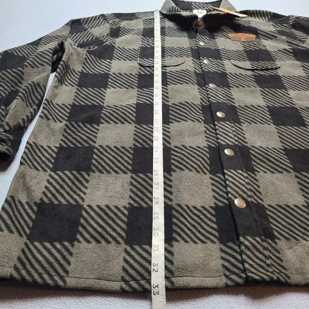Rivalry Threads Fleece Shirt Jacket Mens 2XL Grey New Cincinnati Bearcats Plaid